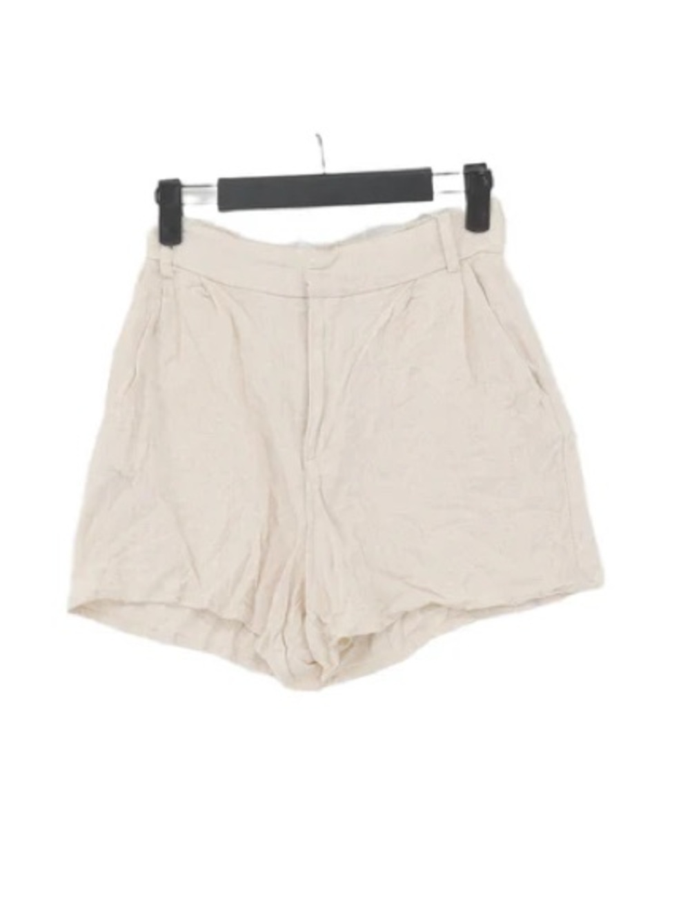 stradivarius Women’s Cream Casual High-Waist Relaxed Linen blend Shorts Size 8